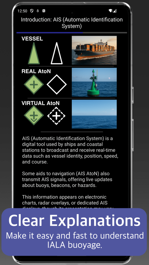Master-Nav IALA MBS screenshot showing clear explanations of buoyage